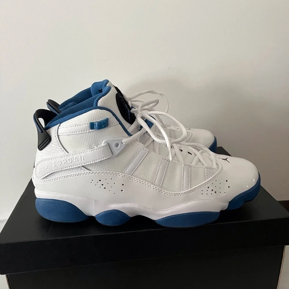 Nike Air Jordan 6 Rings White Marina Blue | size 10| 322992 114